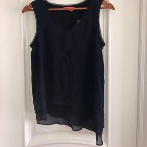 Chiffon Navy Blue Tank Top